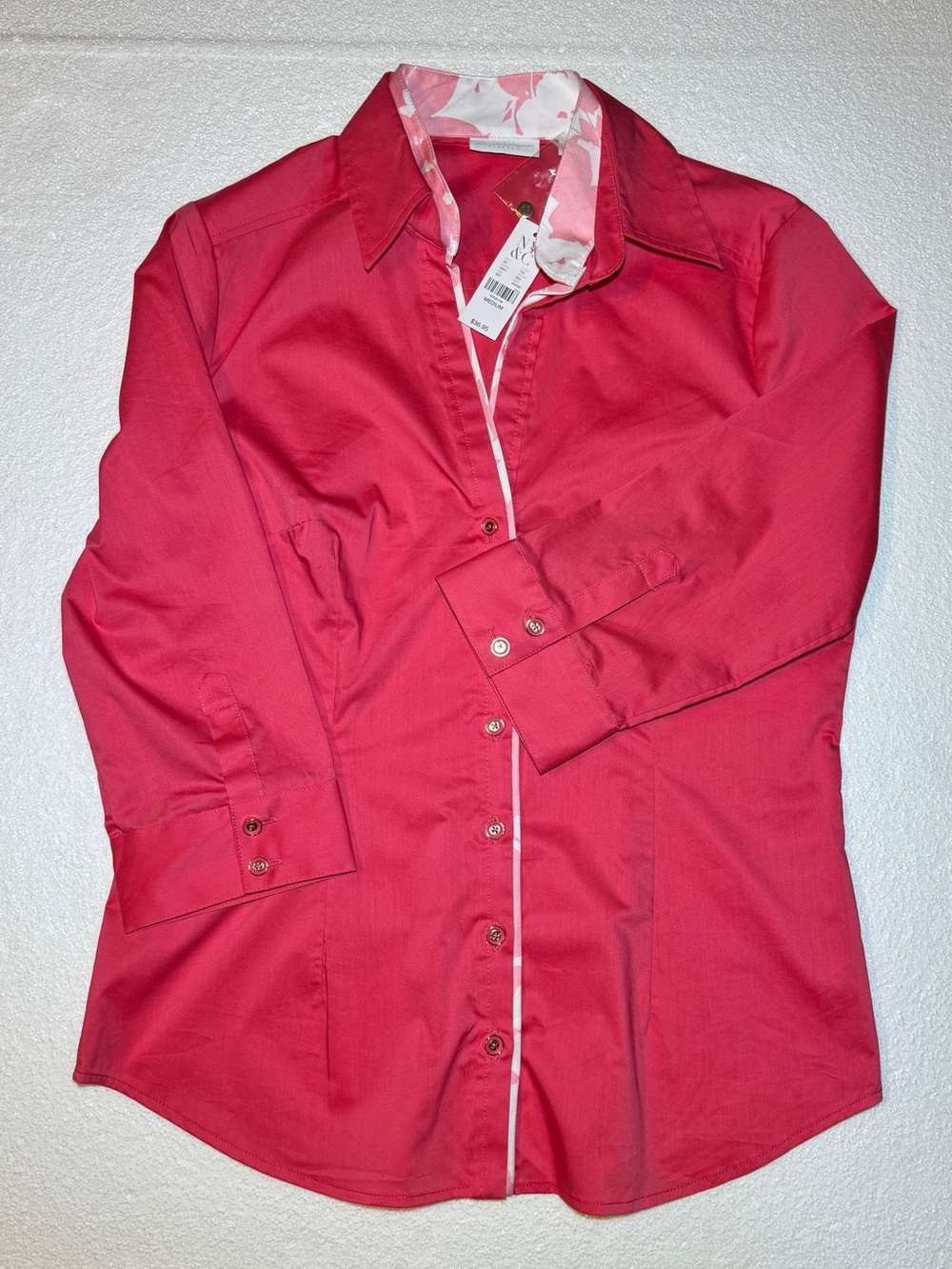 New York & Company Bright Pink Button-Front Dress Shirt
